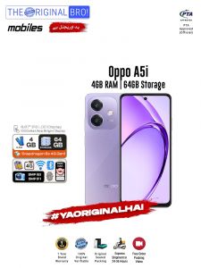 Oppo A5i - 4GB RAM - 64GB Storage - Purple - Easy Monthly Installments - PTA Approved - 1 Year Brand Warranty - The Original Bro Mobiles - TOB73